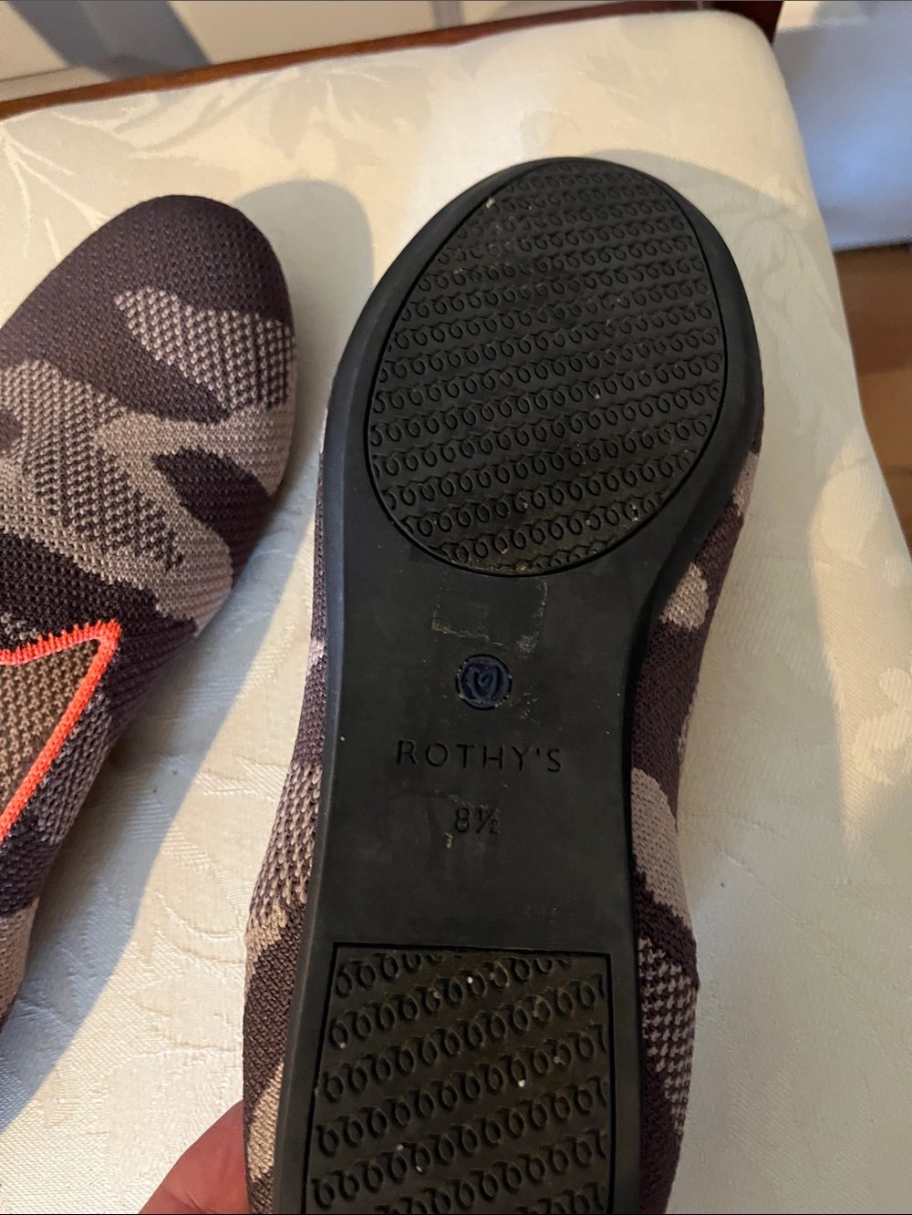 Rothy’s Camo Knit Loafers Brown Orange Blue Women’s Size 8.5 Washable Flats - Picture 5 of 6